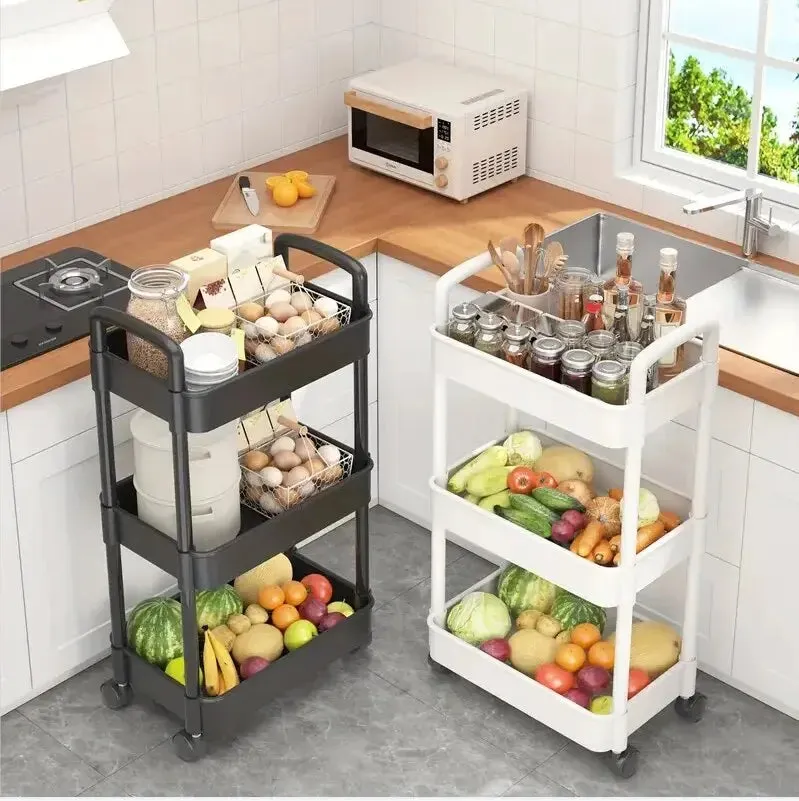 1 PC 3-Layer Rolling Plastic Storage