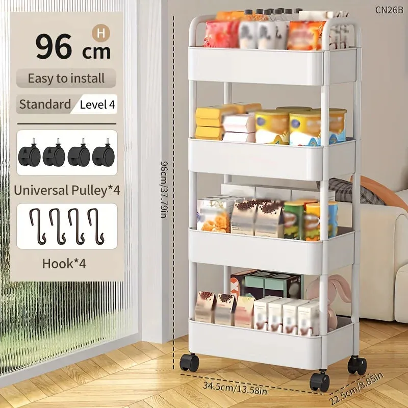 1 PC 3-Layer Rolling Plastic Storage
