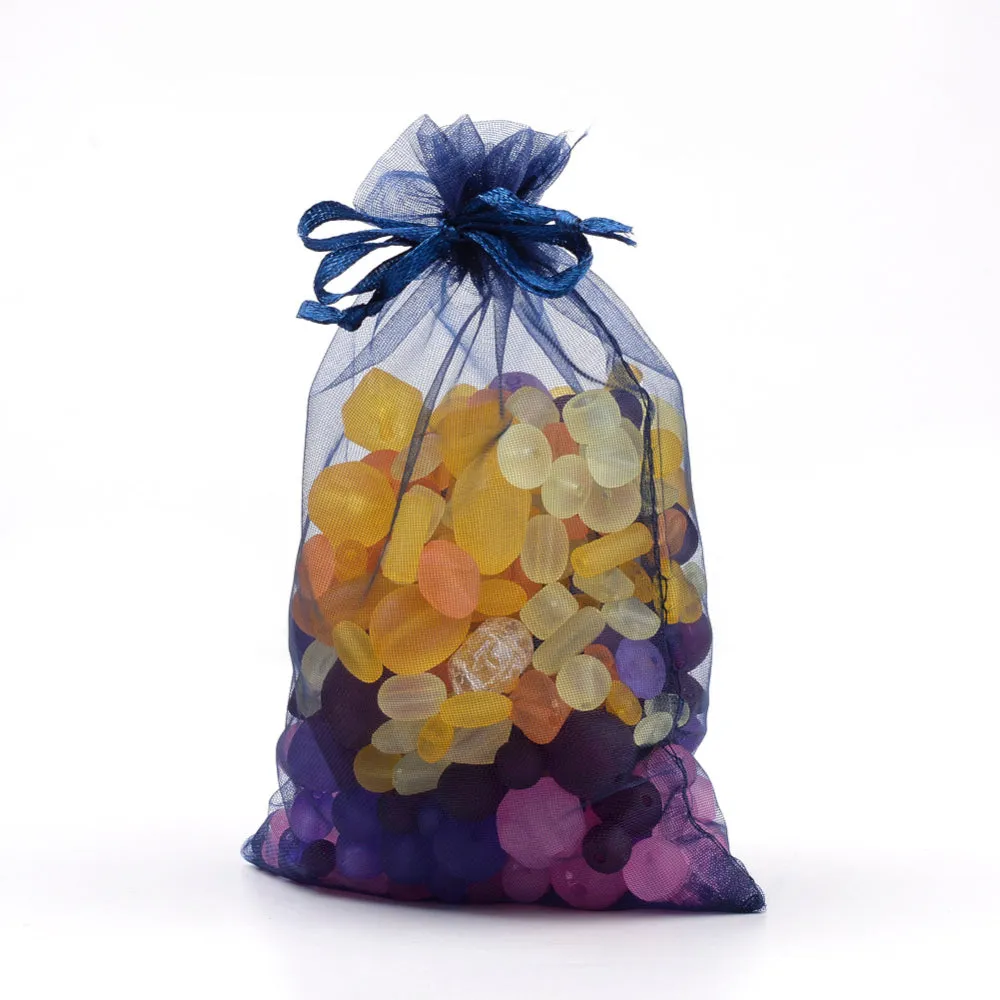 100 pc Organza Gift Bags with Drawstring, Jewelry Pouches, Wedding Party Christmas Favor Gift Bags, Chocolate, 23x17cm