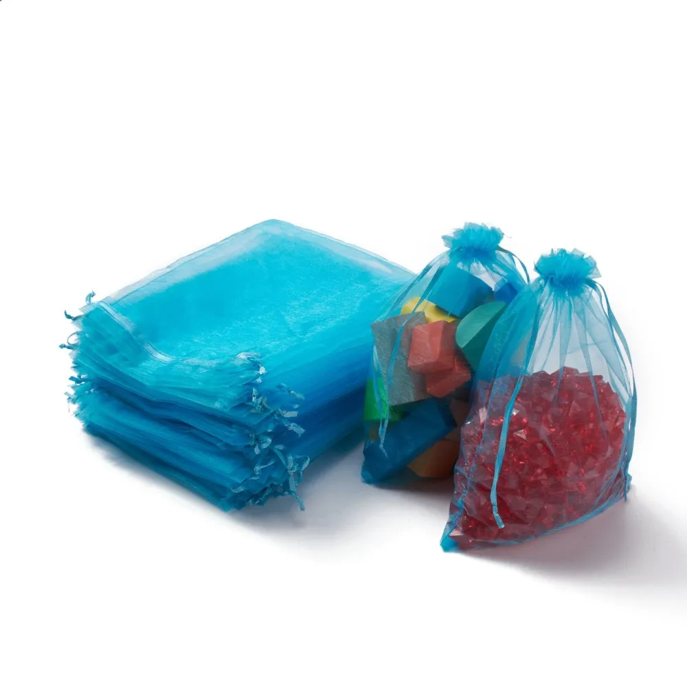 100 pc Organza Gift Bags with Drawstring, Jewelry Pouches, Wedding Party Christmas Favor Gift Bags, Chocolate, 23x17cm