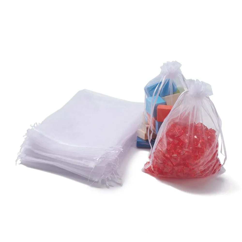 100 pc Organza Gift Bags with Drawstring, Jewelry Pouches, Wedding Party Christmas Favor Gift Bags, Chocolate, 23x17cm
