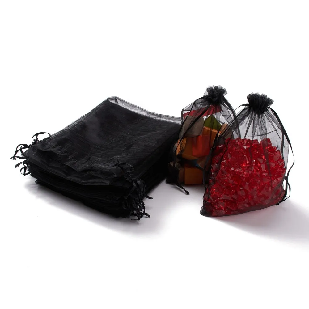 100 pc Organza Gift Bags with Drawstring, Jewelry Pouches, Wedding Party Christmas Favor Gift Bags, Chocolate, 23x17cm