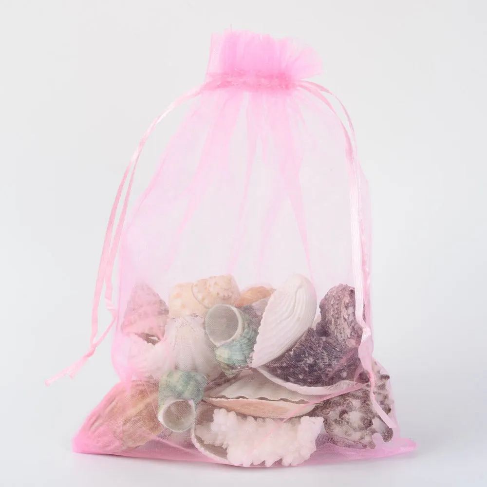 100 pc Organza Gift Bags with Drawstring, Jewelry Pouches, Wedding Party Christmas Favor Gift Bags, Chocolate, 23x17cm