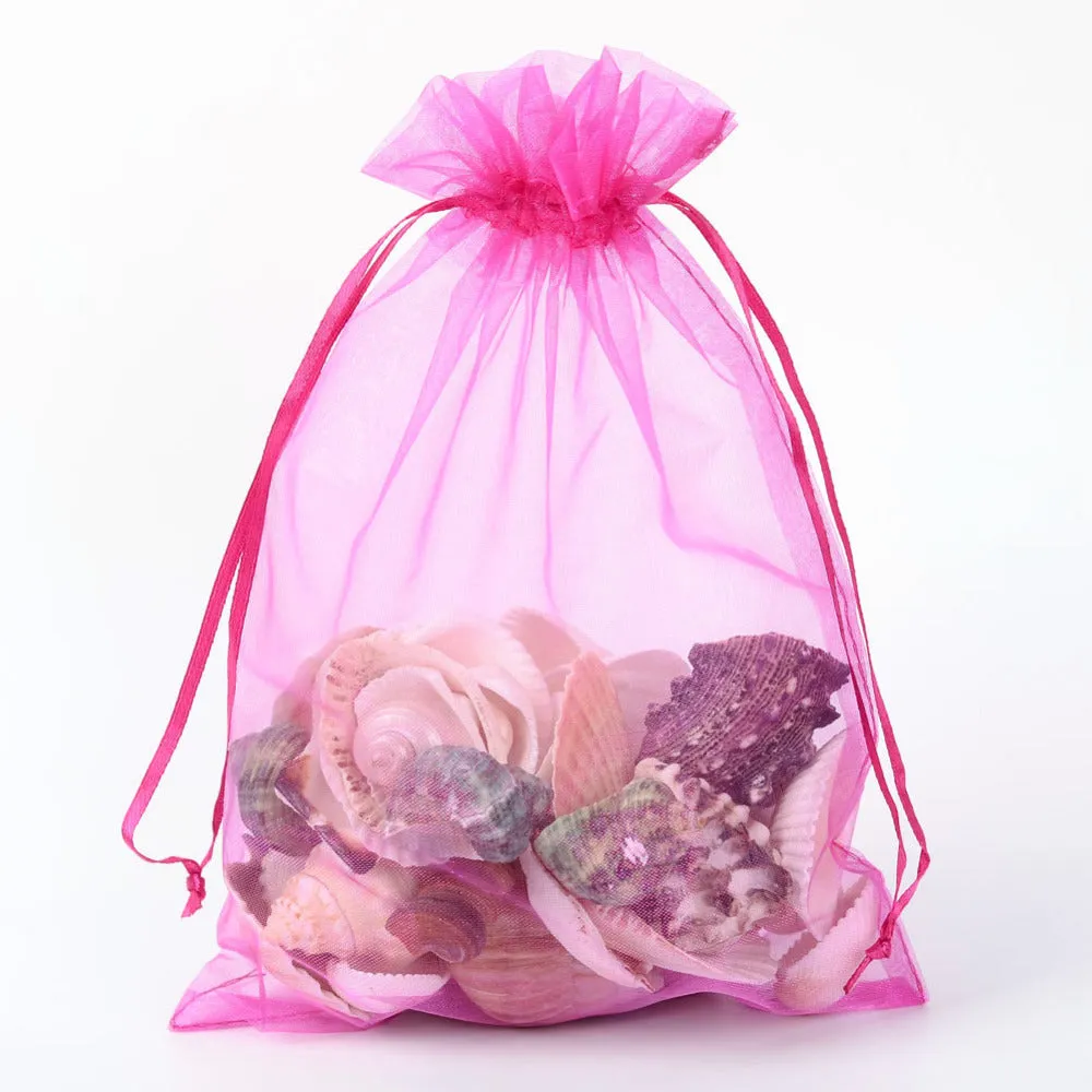 100 pc Organza Gift Bags with Drawstring, Jewelry Pouches, Wedding Party Christmas Favor Gift Bags, Chocolate, 23x17cm