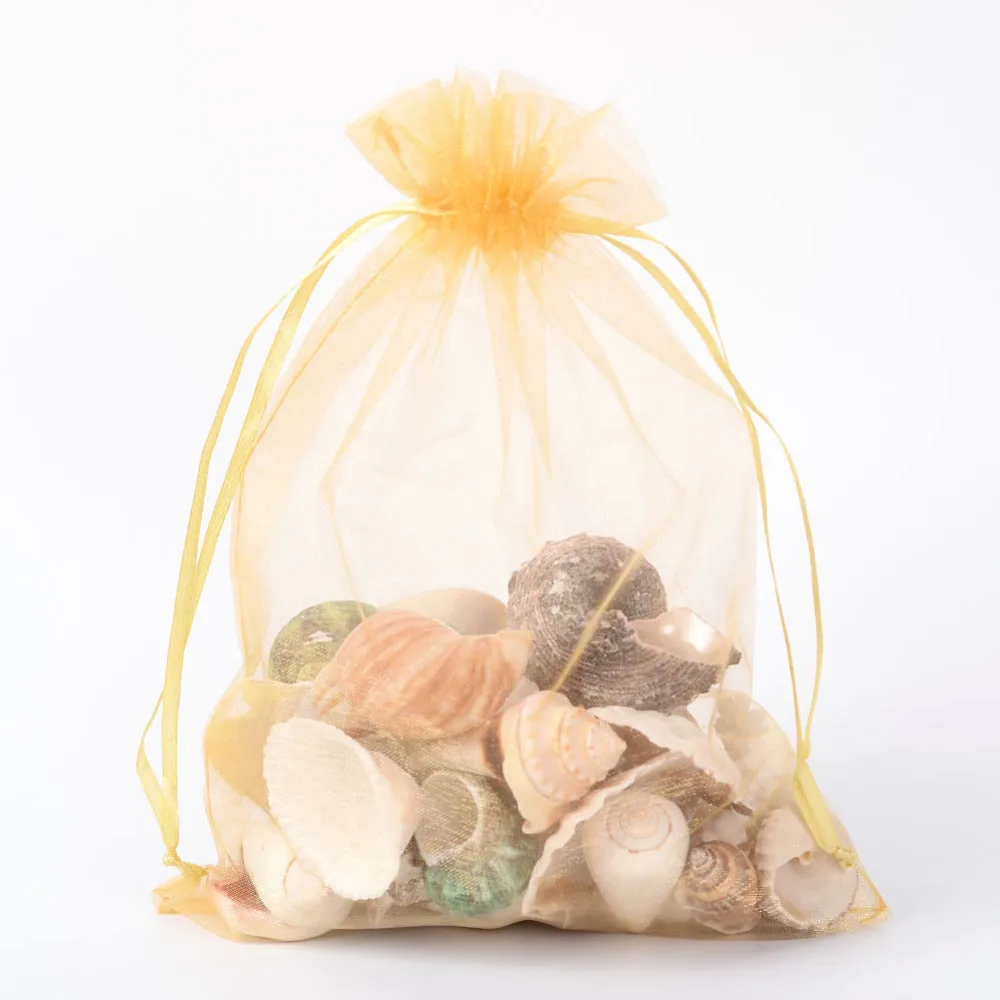 100 pc Organza Gift Bags with Drawstring, Jewelry Pouches, Wedding Party Christmas Favor Gift Bags, Chocolate, 23x17cm