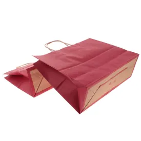 10pcs Kraft Paper Loot Bags with Handles Carrier Gift Party Bags L Dark red
