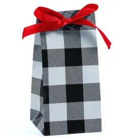 12 Black & White Buffalo Plaid Treat Bags