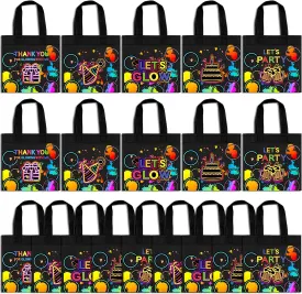 20 PCS Neon Party Favor Bags Glow Birthday Party Supplies Glow in the Dark