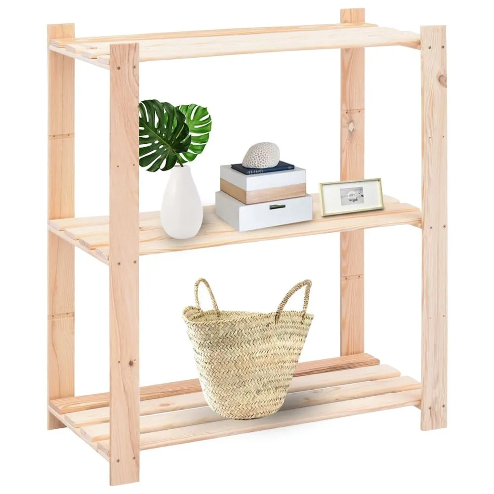 3-Tier Shelves for Closet Organization Solid Pinewood