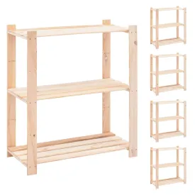 3-Tier Shelves for Closet Organization Solid Pinewood