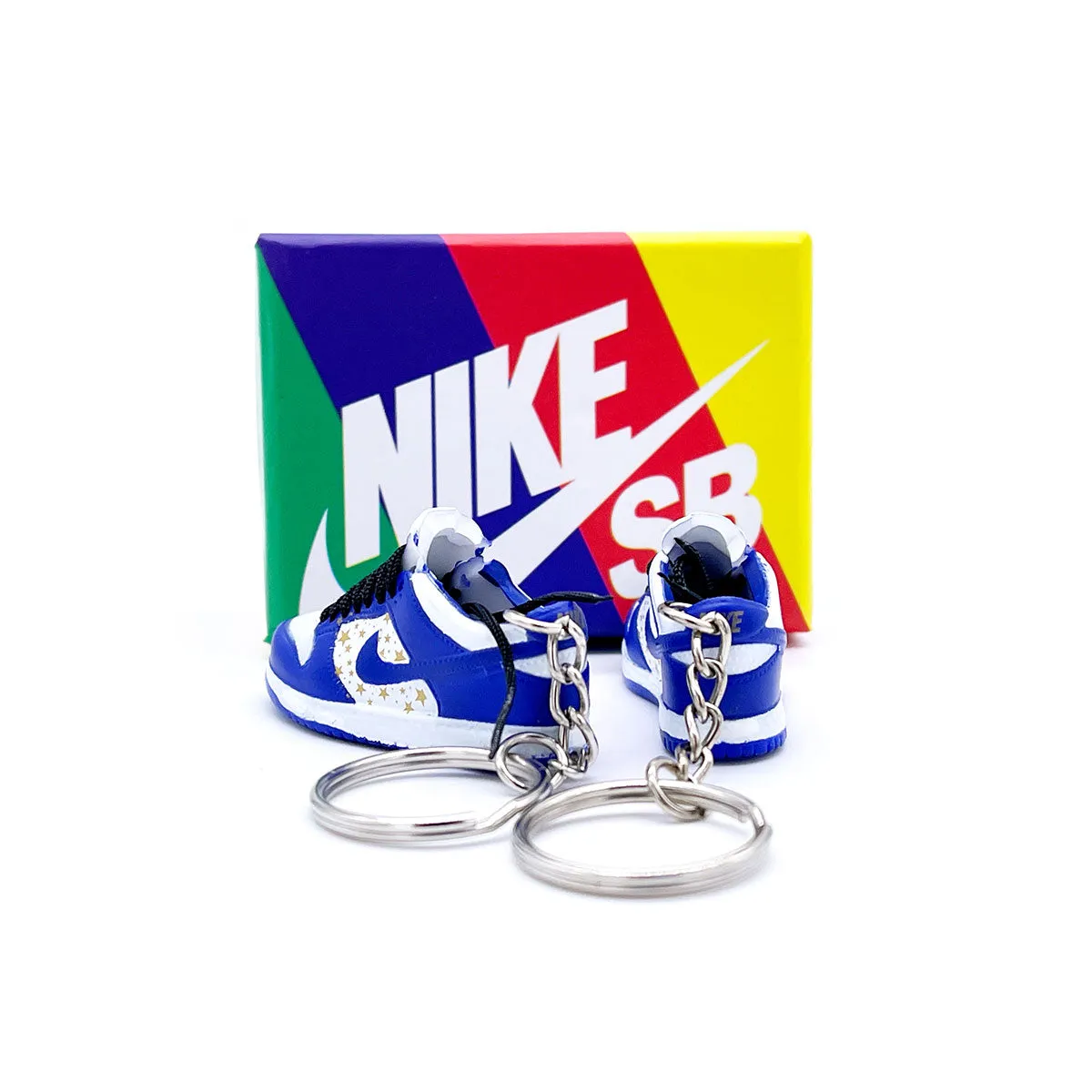 3D Sneaker Keychain- Nike SB Dunk Low Supreme Stars Hyper Royal Pair