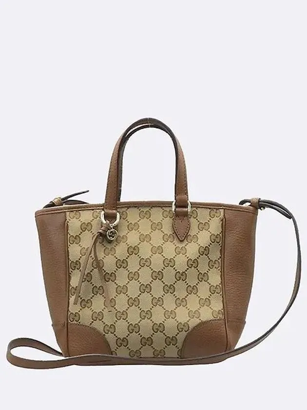 449241 GG logo canvas brown leather trimming small tote bag cross strap 2WAY