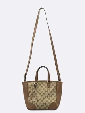 449241 GG logo canvas brown leather trimming small tote bag cross strap 2WAY