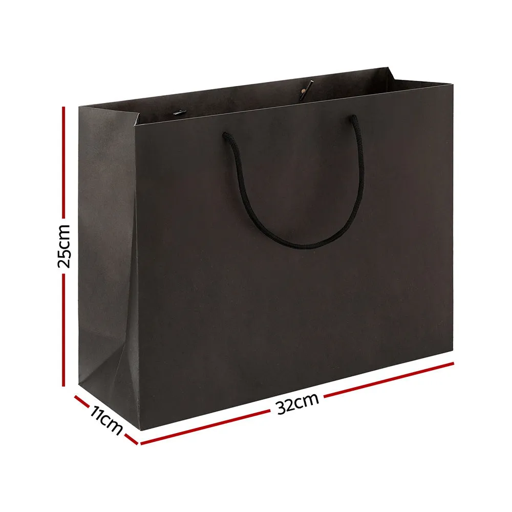 50pcs Black Kraft Paper Bags with Fabric Handles - Reusable, 5kg Capacity