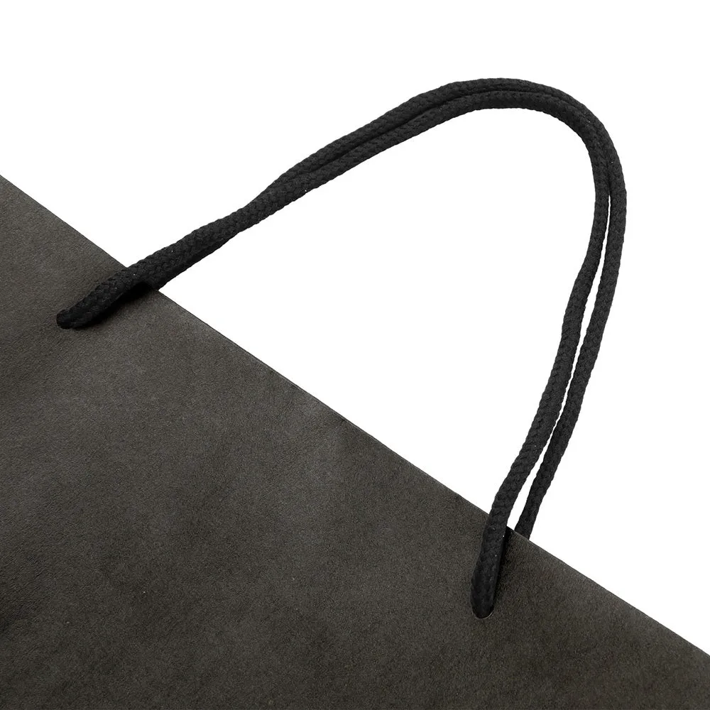 50pcs Black Kraft Paper Bags with Fabric Handles - Reusable, 5kg Capacity