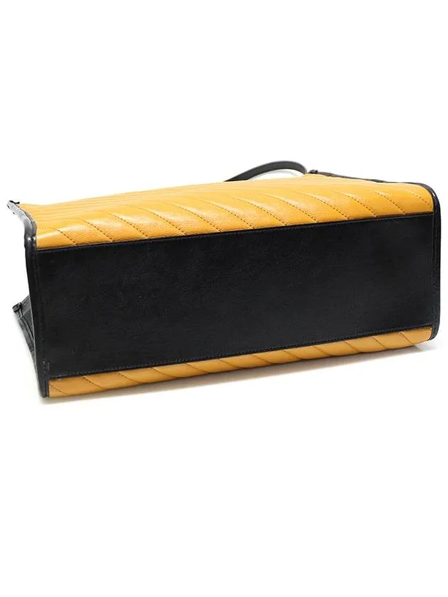 627332 Yellow Black Two tone Matelasse Chevron Gold Plated GG Marmont Medium Tote 2WAY