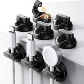 8-Pack Magnetic Cable Clips [1S Snap-On] Cord Holder, LISEN Office Desk Organizers and Accessories with 4 Extra Strong Adhesive Pads, Wire Organizer for Nightstand, Home, Wall, Car, Desktop