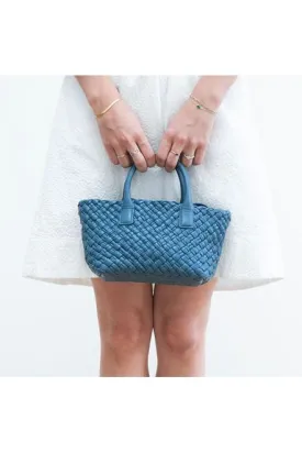 Allan K Solene Leather Tote  Dama Weave- Mini | Jeans