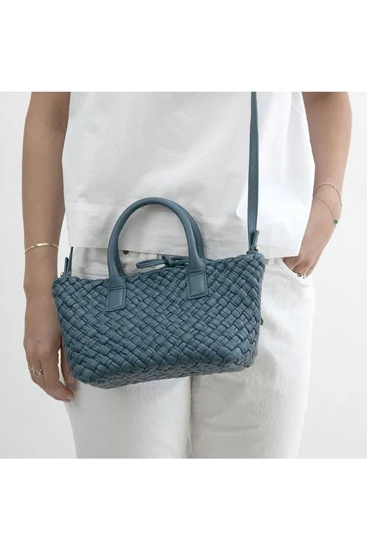 Allan K Solene Leather Tote  Dama Weave- Mini | Jeans