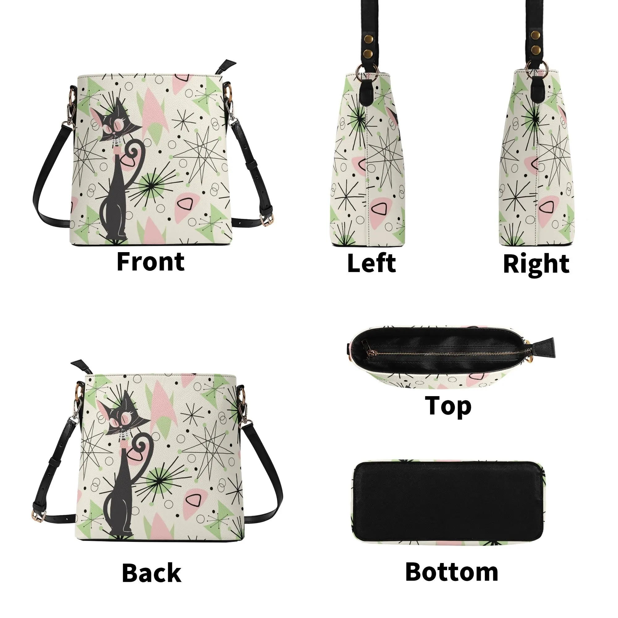 Atomic Cat Bucket Bag, Astro Atomic 50s Kitschy Style