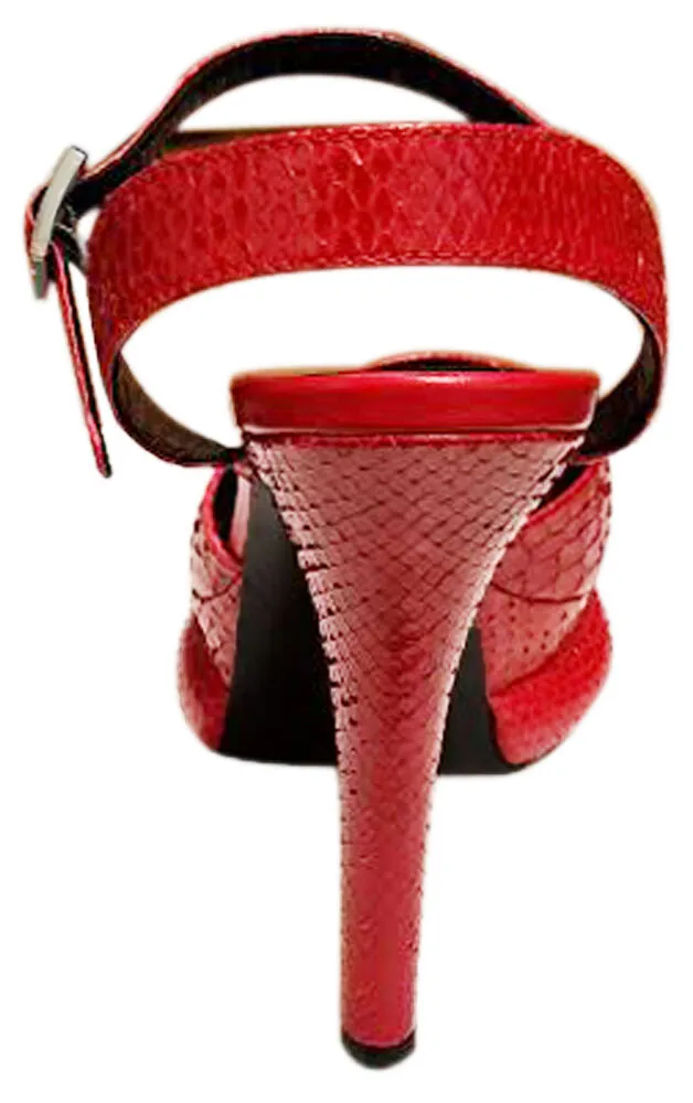 Authentic Fendi Womens Exquisite Red Snake Skin Platform High Heel Shoes Size 36