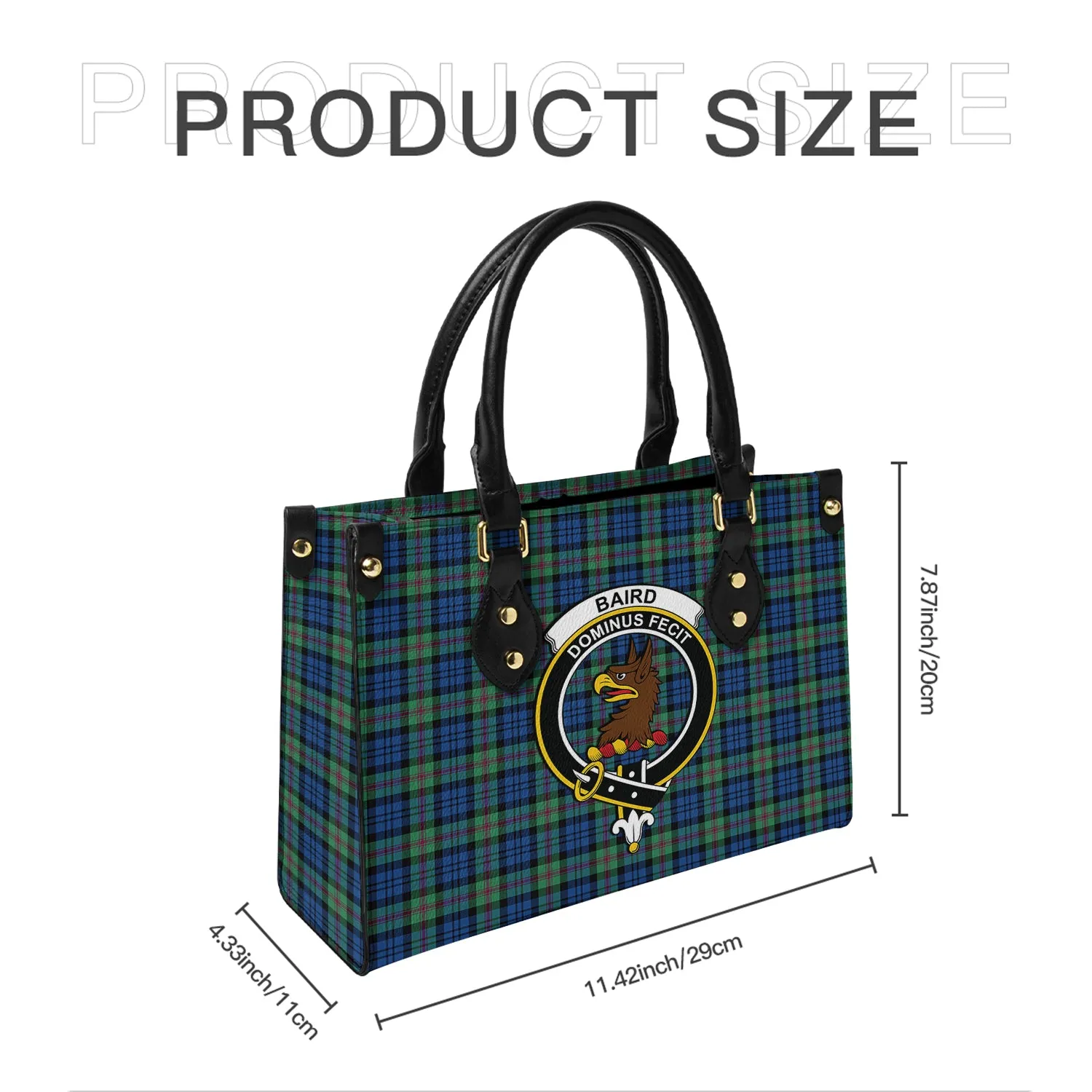 Baird Ancient Tartan Leather Bag with Family Crest