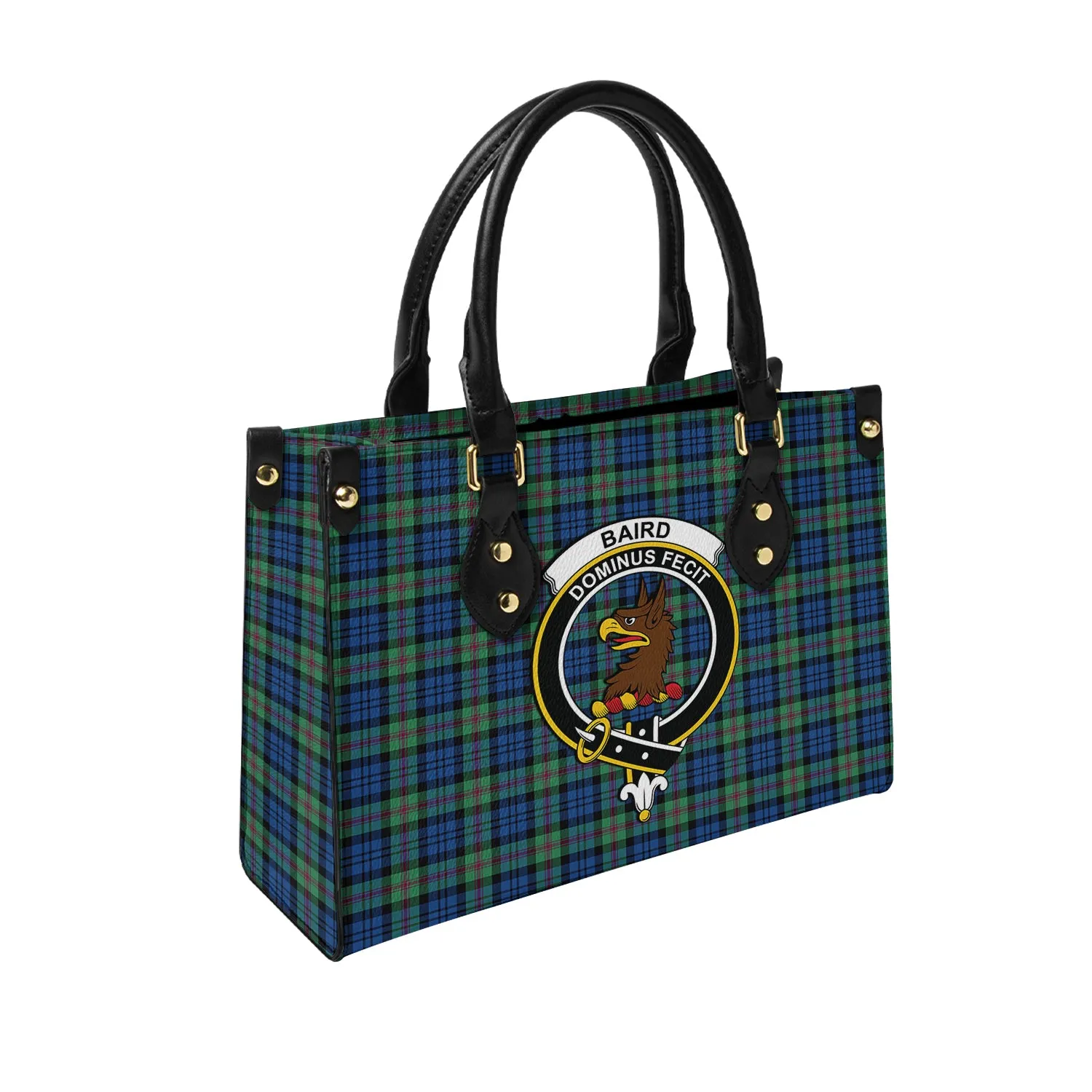 Baird Ancient Tartan Leather Bag with Family Crest