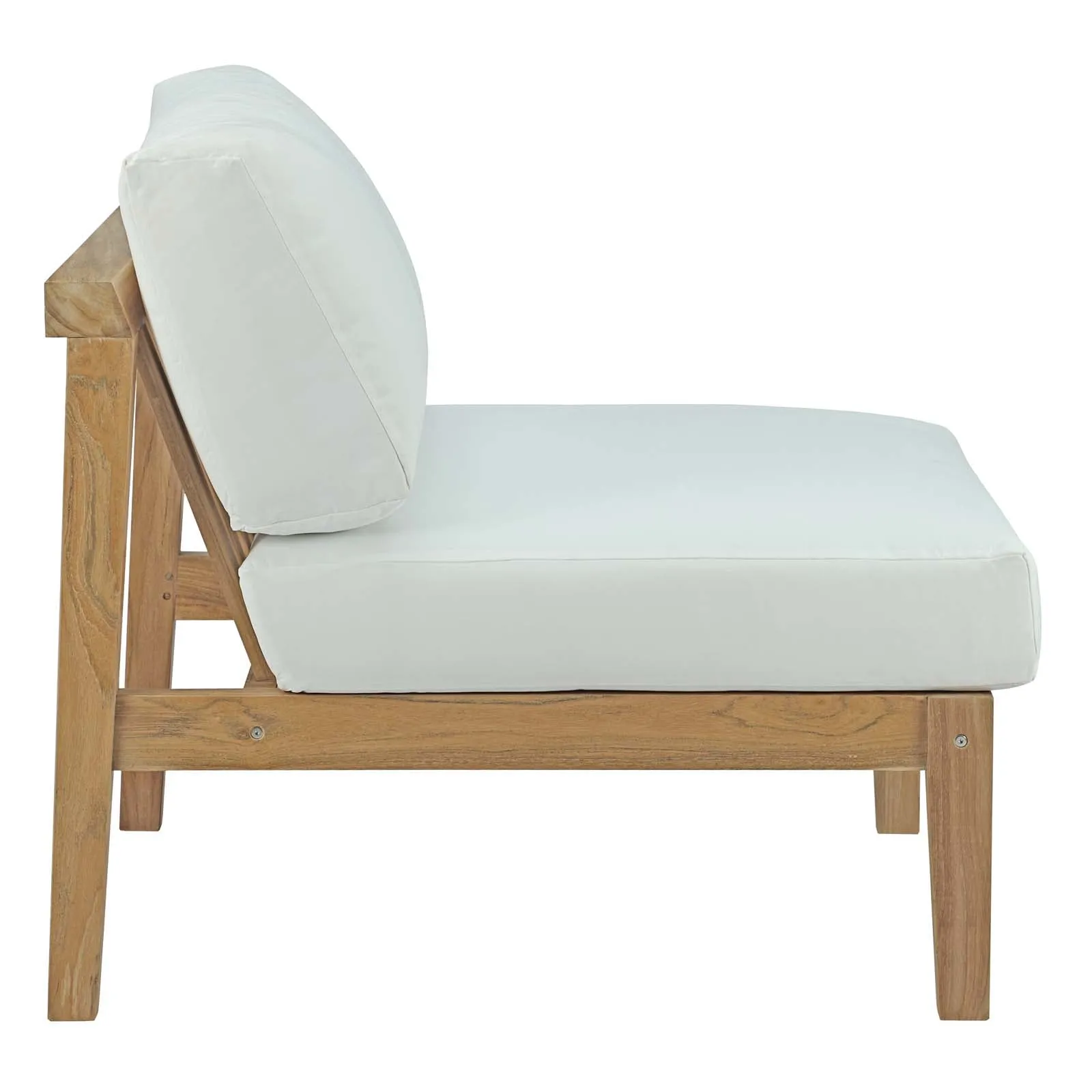 Bayport 6 Piece Outdoor Patio Teak Set Natural White EEI-5483-NAT-WHI-SET