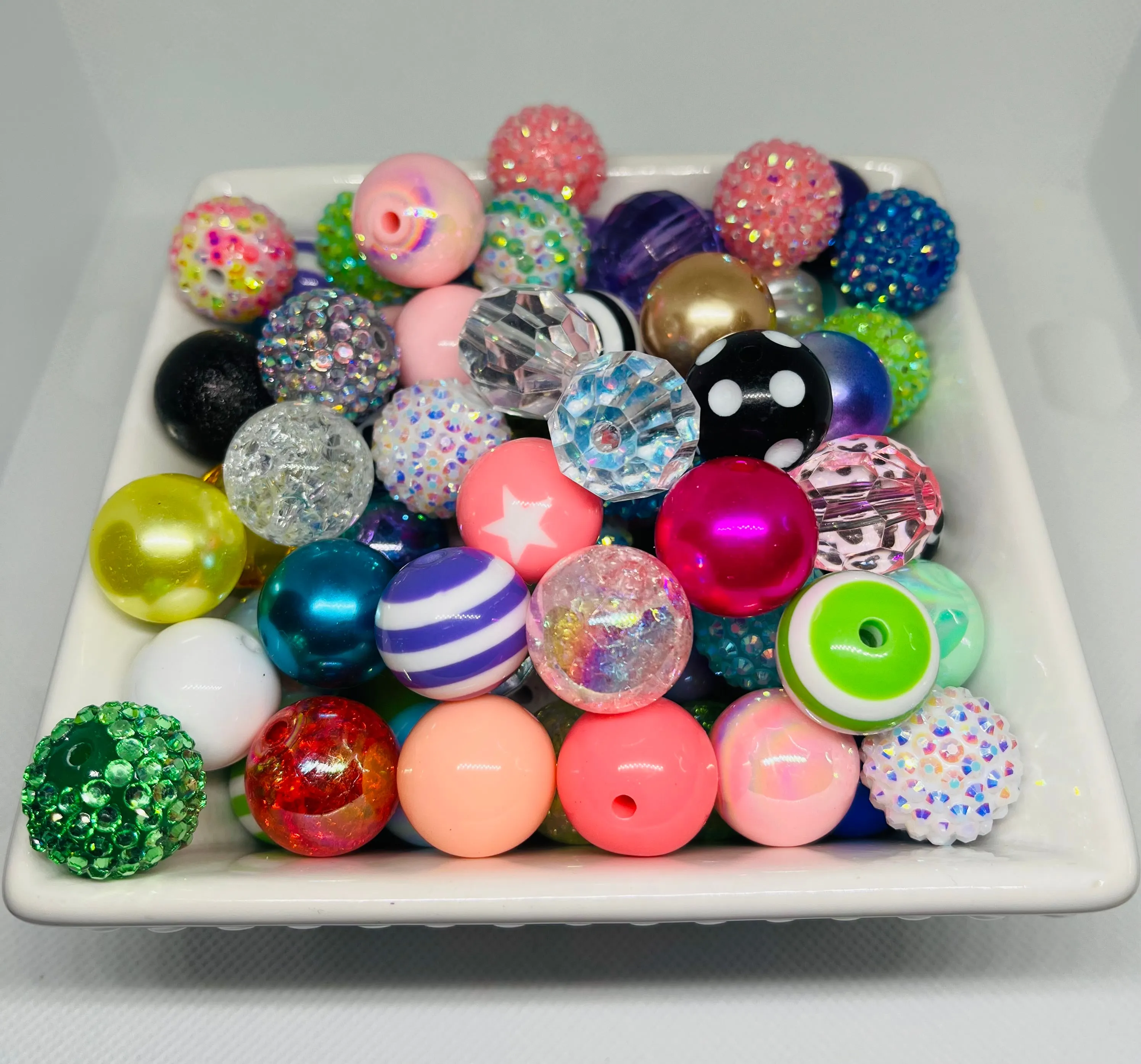 Bead Mix 20mm Scoop Rhinestone Pattern Solid Pearl Gems Pen Beading Jewelry Making Keychain Making