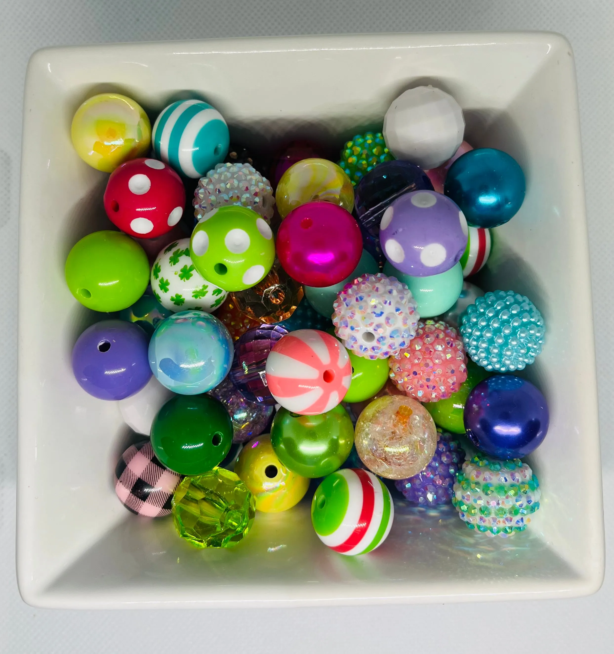 Bead Mix 20mm Scoop Rhinestone Pattern Solid Pearl Gems Pen Beading Jewelry Making Keychain Making