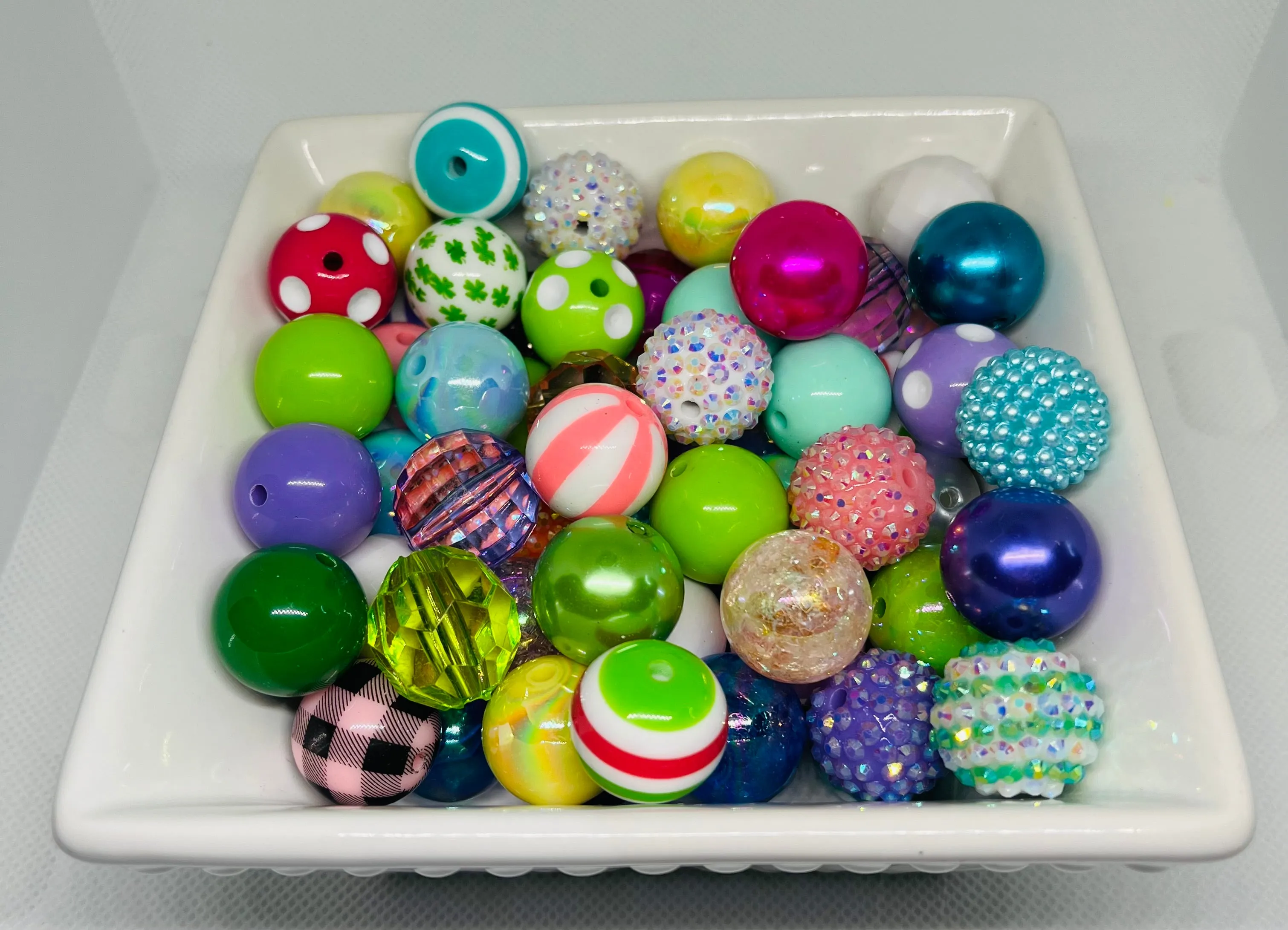Bead Mix 20mm Scoop Rhinestone Pattern Solid Pearl Gems Pen Beading Jewelry Making Keychain Making