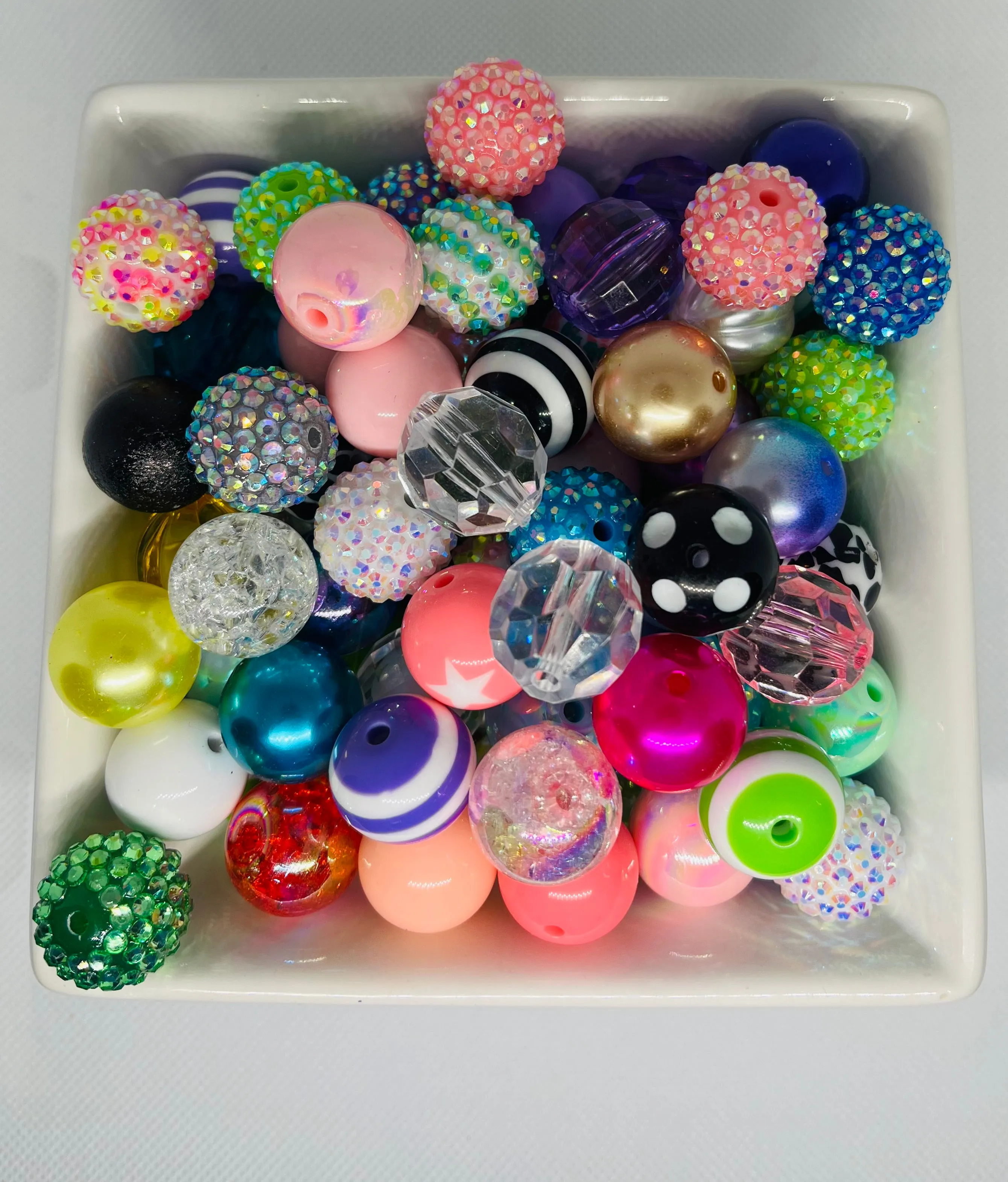 Bead Mix 20mm Scoop Rhinestone Pattern Solid Pearl Gems Pen Beading Jewelry Making Keychain Making
