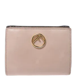 Beige Leather Bifold F Is Compact Wallet