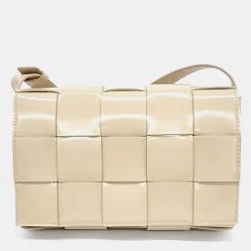 Beige Leather Cassette Shoulder Bag