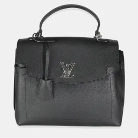 Black Calfskin Lockme Ever MM Top Handle Bag