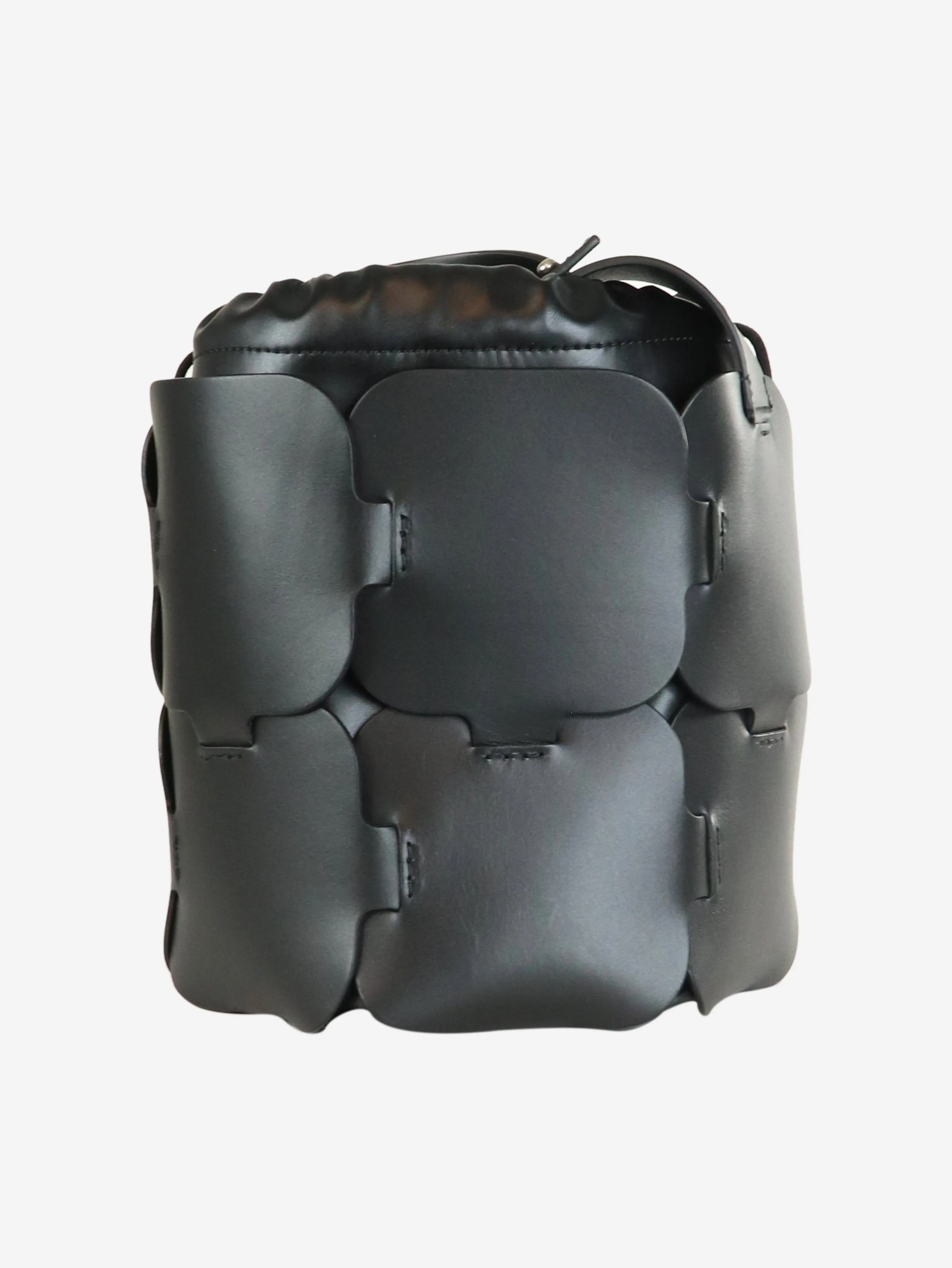 Black leather bucket bag