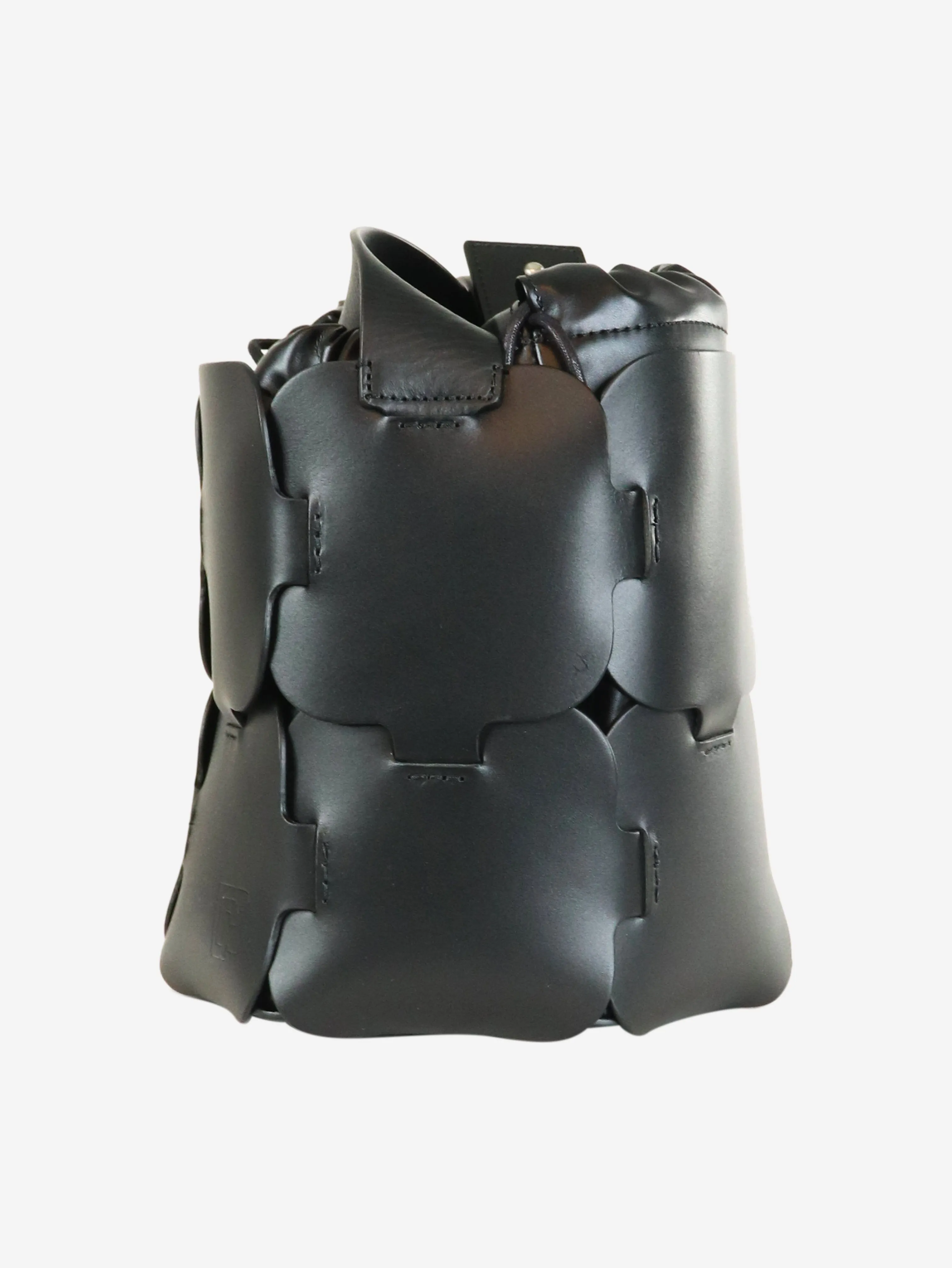 Black leather bucket bag