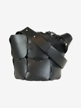 Black leather bucket bag