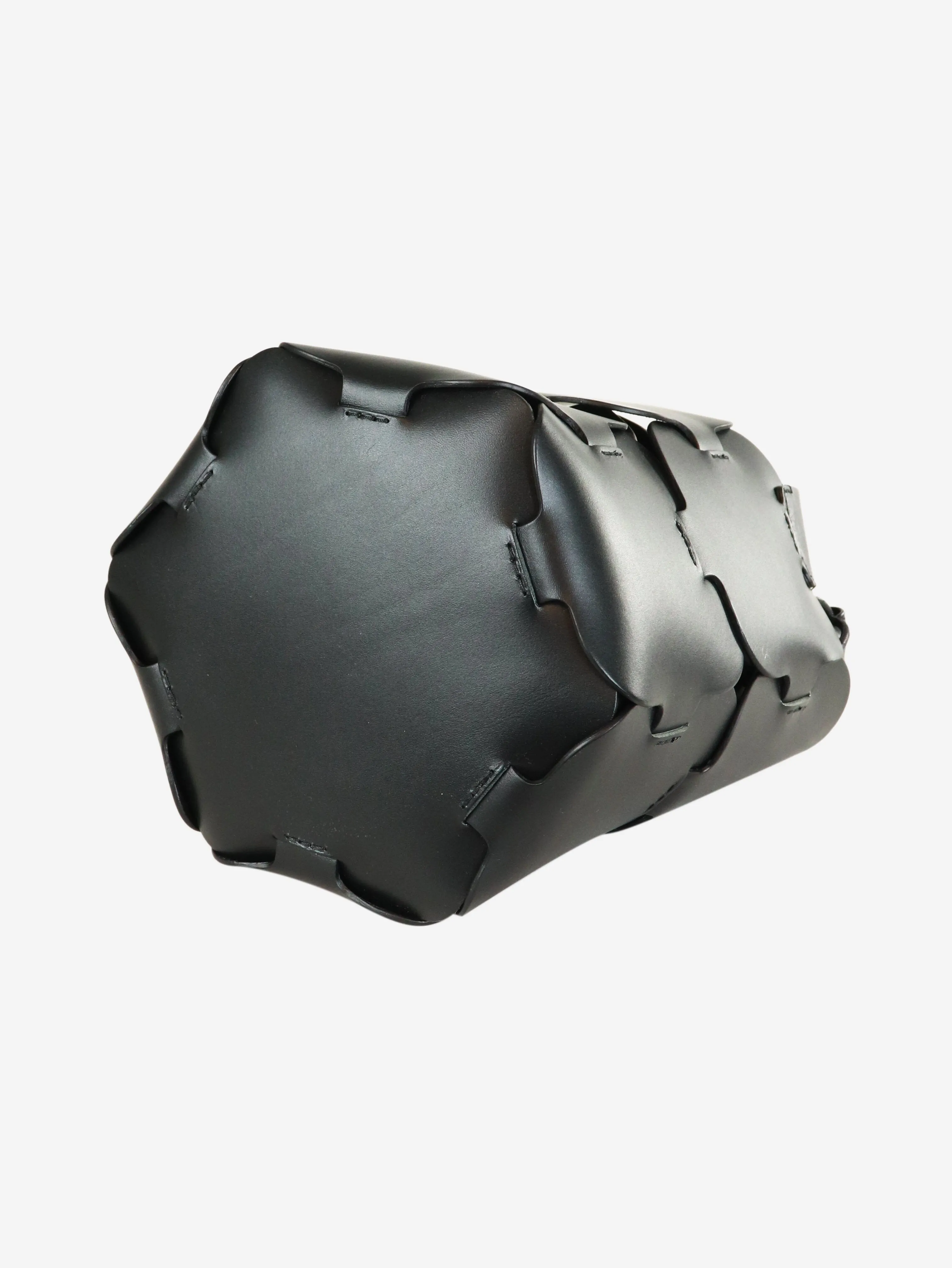 Black leather bucket bag