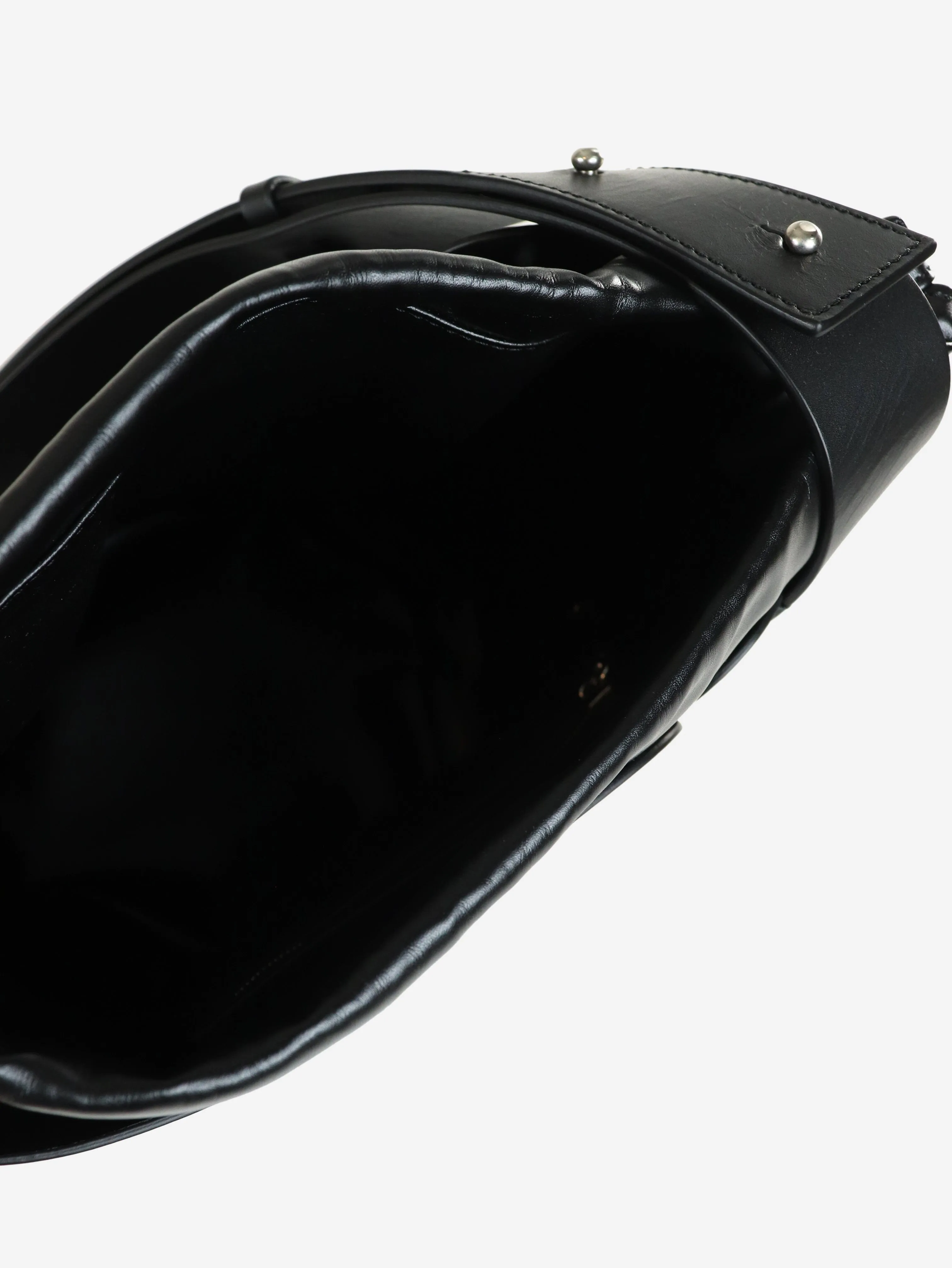 Black leather bucket bag