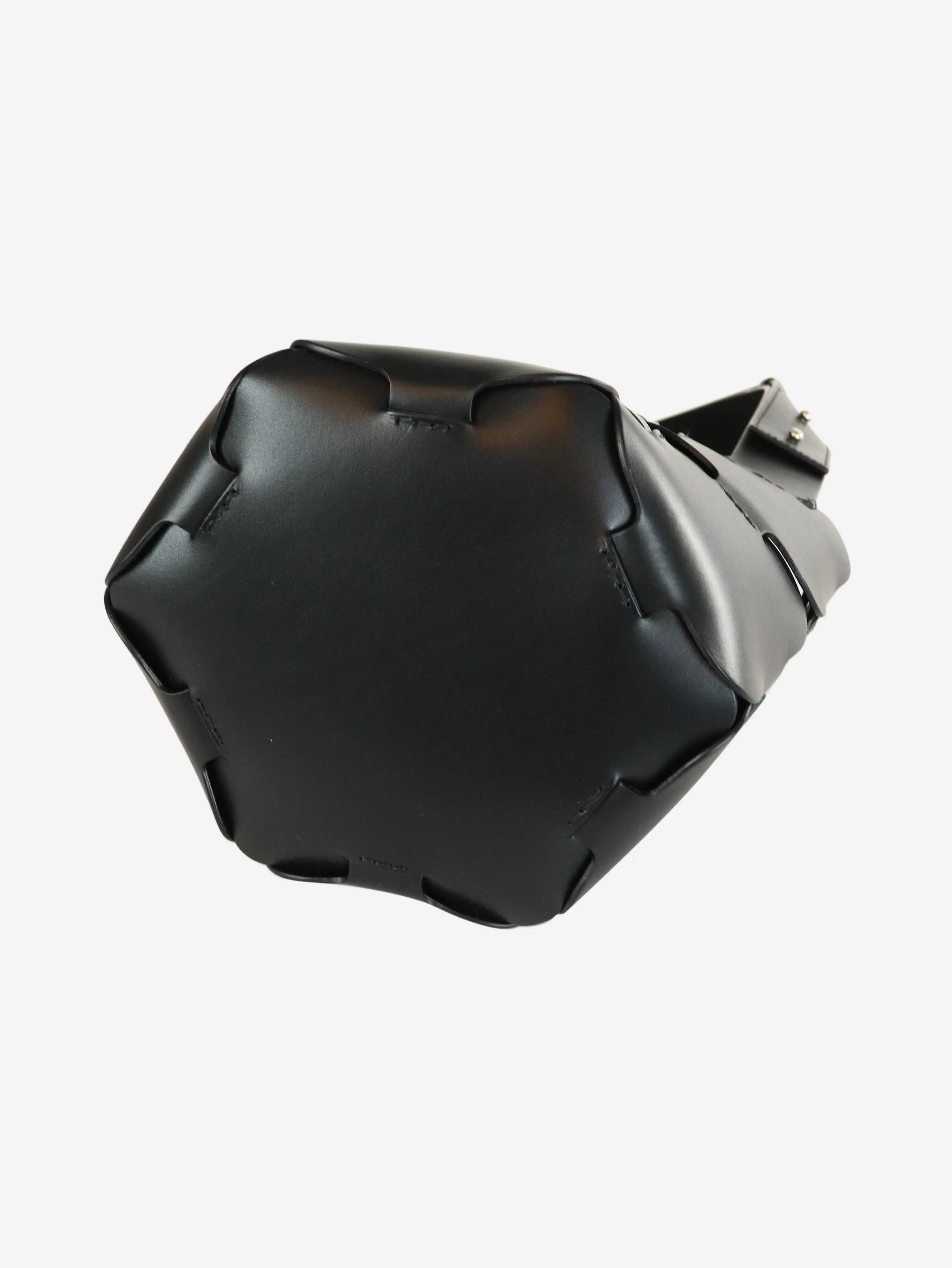 Black leather bucket bag