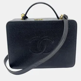 Black Leather CC Filigree Top Handle Bag