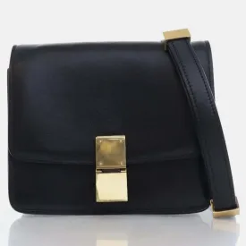 Black Leather Small Classic Box Shoulder Bags