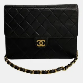 Black Leather Square CC Flap Bag