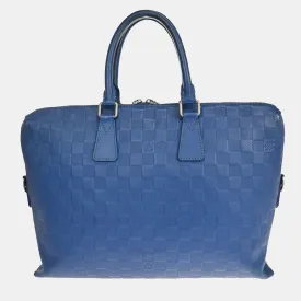 Blue Leather Porte Documents Briefcase