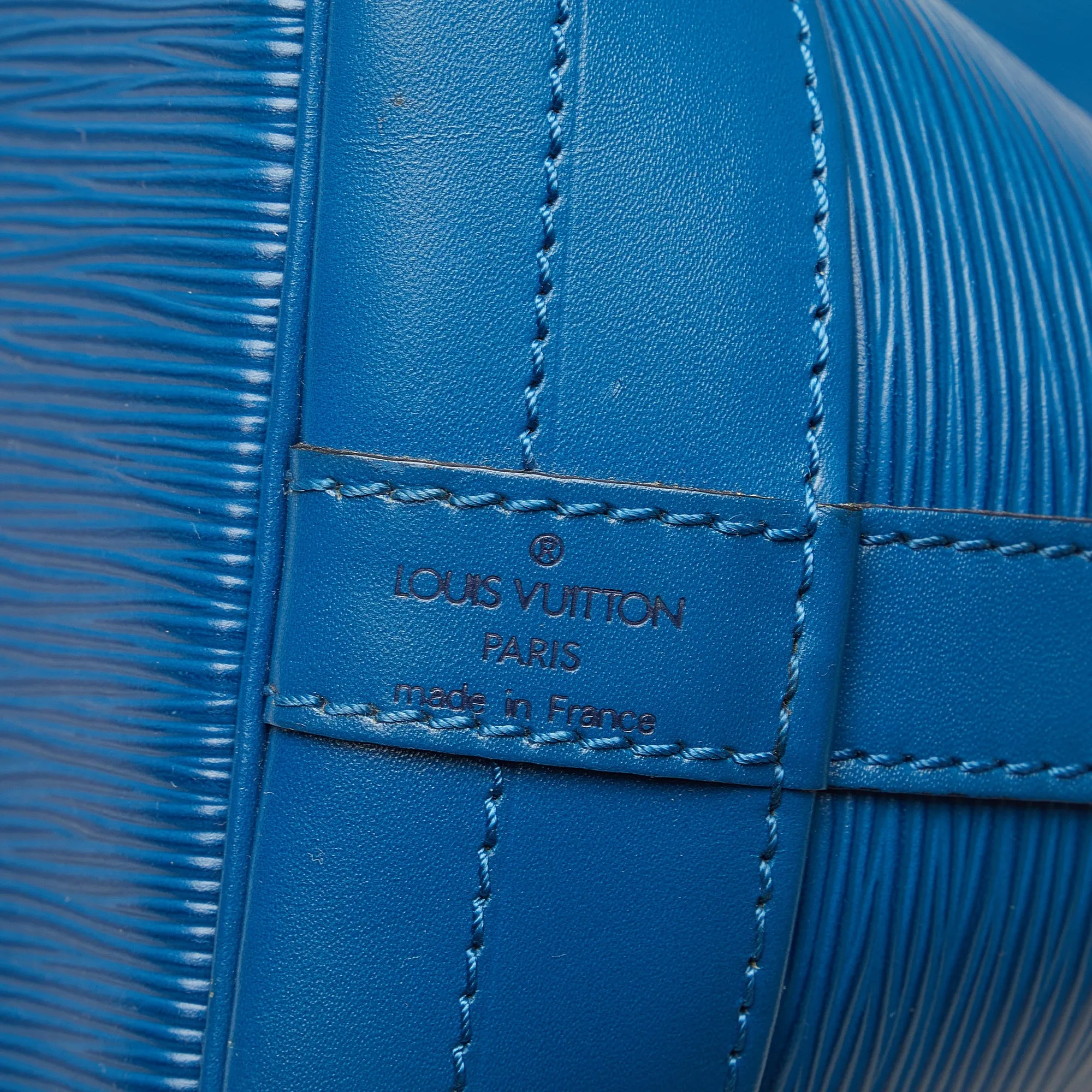 Blue Louis Vuitton Epi Noe GM Bucket Bag