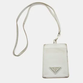 Blue Saffiano Leather Badge Holder