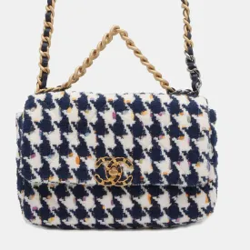Blue/White Tweed 19 Shoulder Bags