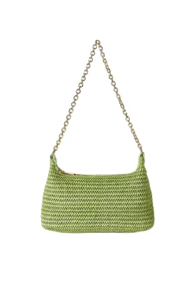 Boho Straw Shoulder Bag (Apple Green)