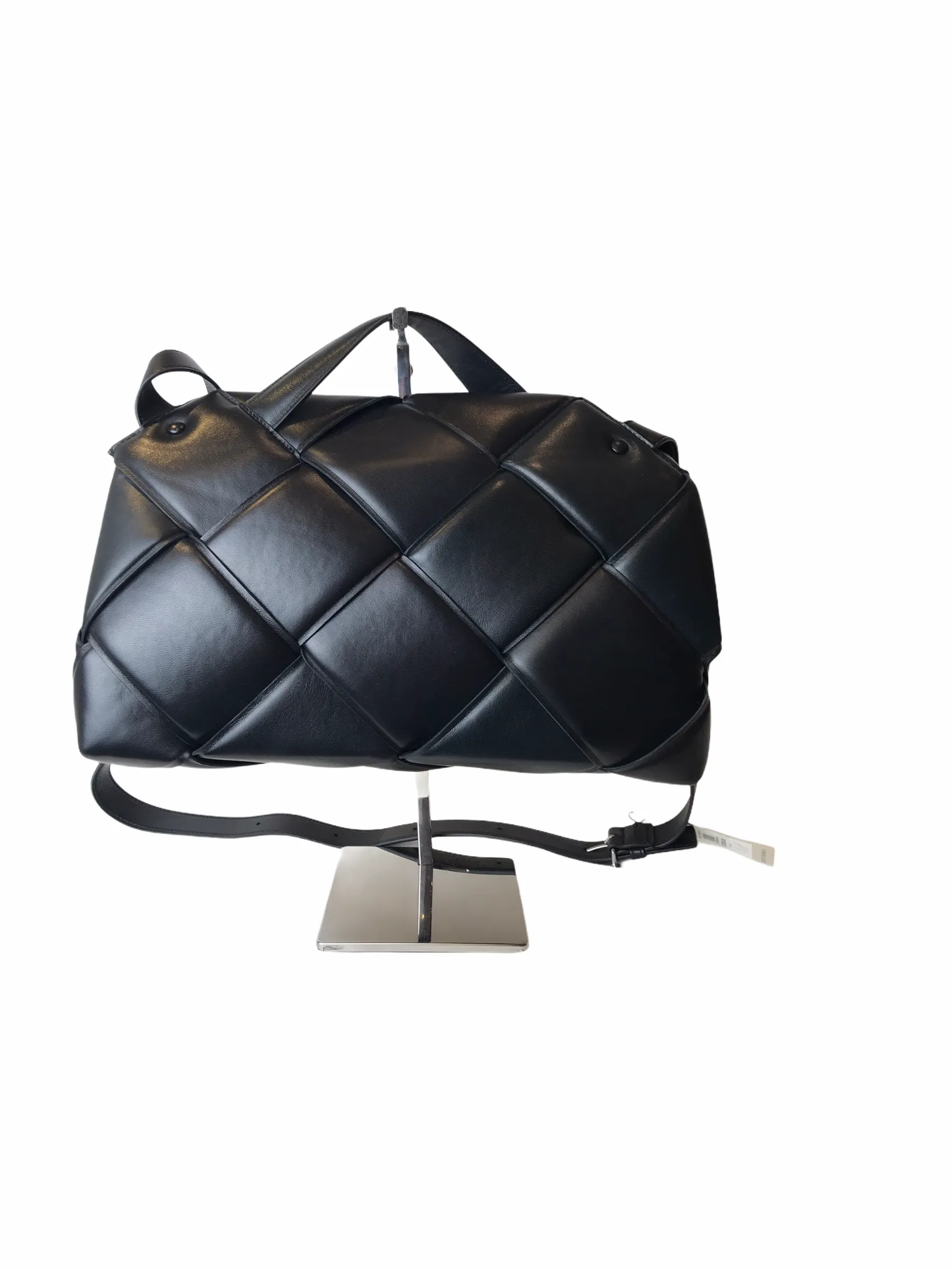 Bottega Veneta Large Black Intrecciato Quilted Leather Top Handle Shoulder Bag - As seen on Instagram